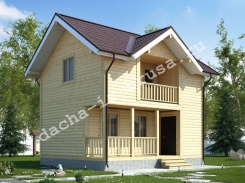 Дом из профилированного бруса с двумя спальнями и террасой 6х7
