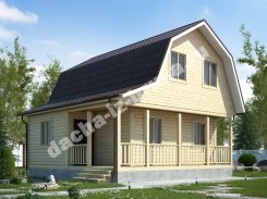 Дом из профилированного бруса с террасой 7,5х7,5