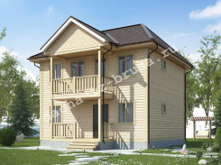 Дом из профилированного бруса 8х7.5 с крыльцом и балконом