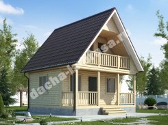Каркасный дом с террасой и балконом 6х6