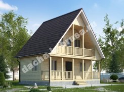 Дом из профилированного бруса с террасой и балконом 7,5х8