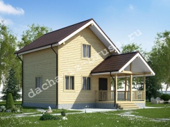 Дом из профилированного бруса с террасой 6х6